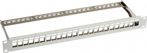 Bild von 19 Zoll Verteilerfeld 1HE, 24 Port, lichtgrau