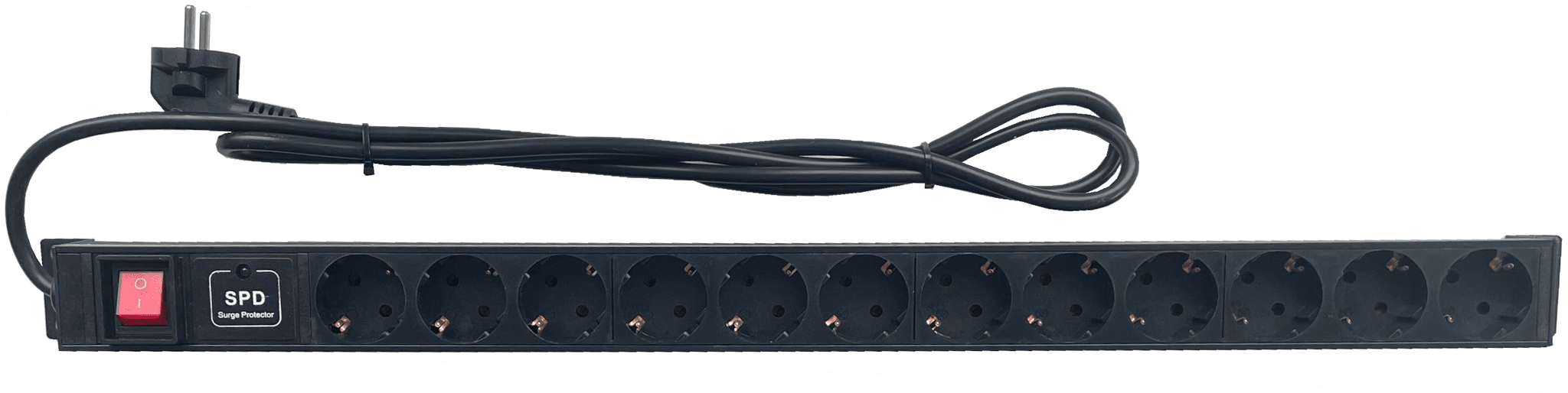 Große Steckdosenleiste für den Anschluss von 12 Geräten